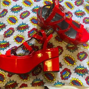 Lamoda Red platform sandals NEVER WORN- BRAND NEW Size 6